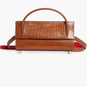 Christian Louboutin Medium Paloma Croc Embossed Calfskin Leather Baguette Bag